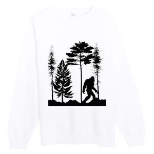 Bigfoo Bigfoot Hiding In Forest At Night Sasquatch Premium Crewneck Sweatshirt