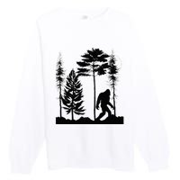 Bigfoo Bigfoot Hiding In Forest At Night Sasquatch Premium Crewneck Sweatshirt