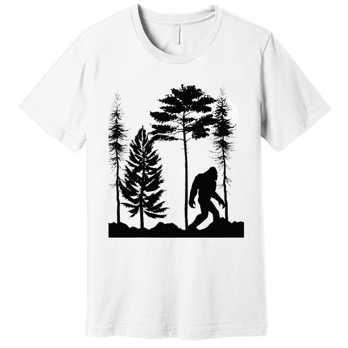 Bigfoo Bigfoot Hiding In Forest At Night Sasquatch Premium T-Shirt