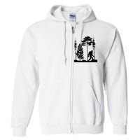 Bigfoo Bigfoot Hiding In Forest At Night Sasquatch Full Zip Hoodie