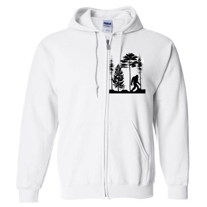 Bigfoo Bigfoot Hiding In Forest At Night Sasquatch Full Zip Hoodie