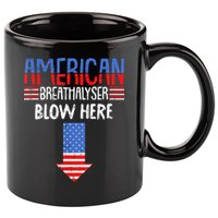 Breathalyzer Blow Here Funny 4th Of July Funny American Flag 11oz C Handle Ceramic Mug