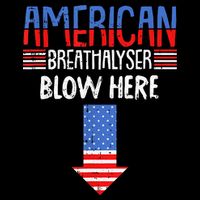 Breathalyzer Blow Here Funny 4th Of July Funny American Flag Drawstring Bag