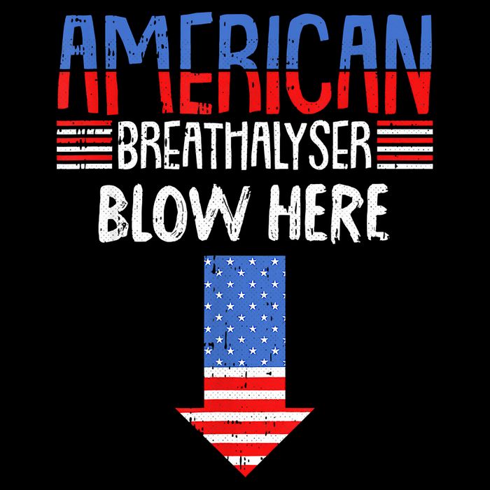 Breathalyzer Blow Here Funny 4th Of July Funny American Flag Drawstring Bag