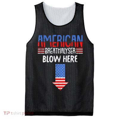 Breathalyzer Blow Here Funny 4th Of July Funny American Flag Mesh Reversible Basketball Jersey Tank