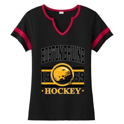 Boston Bruin Hockey Team Supporter Ladies Halftime Notch Neck Tee