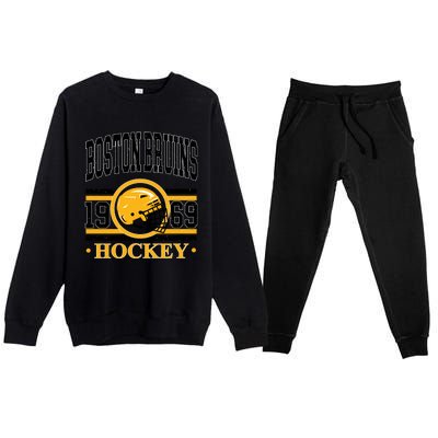 Boston Bruin Hockey Team Supporter Premium Crewneck Sweatsuit Set