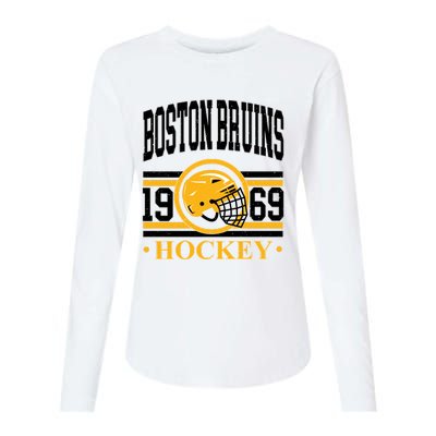 Boston Bruin Hockey Team Supporter Womens Cotton Relaxed Long Sleeve T-Shirt