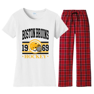 Boston Bruin Hockey Team Supporter Women's Flannel Pajama Set