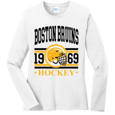 Boston Bruin Hockey Team Supporter Ladies Long Sleeve Shirt