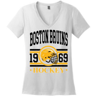 Boston Bruin Hockey Team Supporter Women's V-Neck T-Shirt