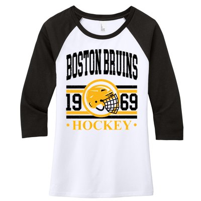 Boston Bruin Hockey Team Supporter Women's Tri-Blend 3/4-Sleeve Raglan Shirt