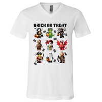 Building Bricks Halloween Brick Or Treat Costume Monsters V-Neck T-Shirt