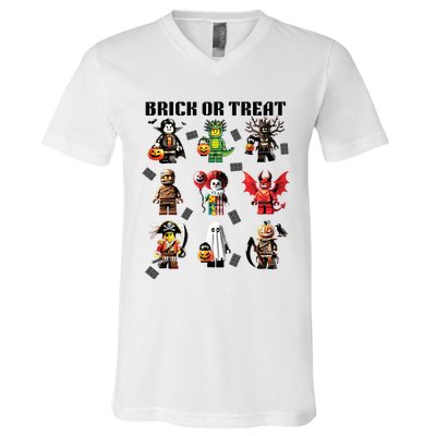 Building Bricks Halloween Brick Or Treat Costume Monsters V-Neck T-Shirt