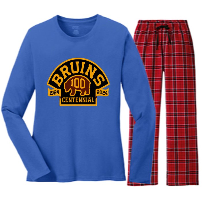 B.O.S.T.O.N B.R.U.I.N.S Hockey Season 2024 Women's Long Sleeve Flannel Pajama Set 