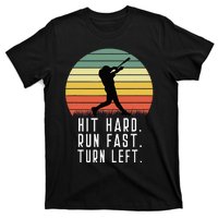 Baseball Batter Homerun Hit Hard Run Fast Turn Left Vintage T-Shirt