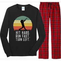 Baseball Batter Homerun Hit Hard Run Fast Turn Left Vintage Long Sleeve Pajama Set