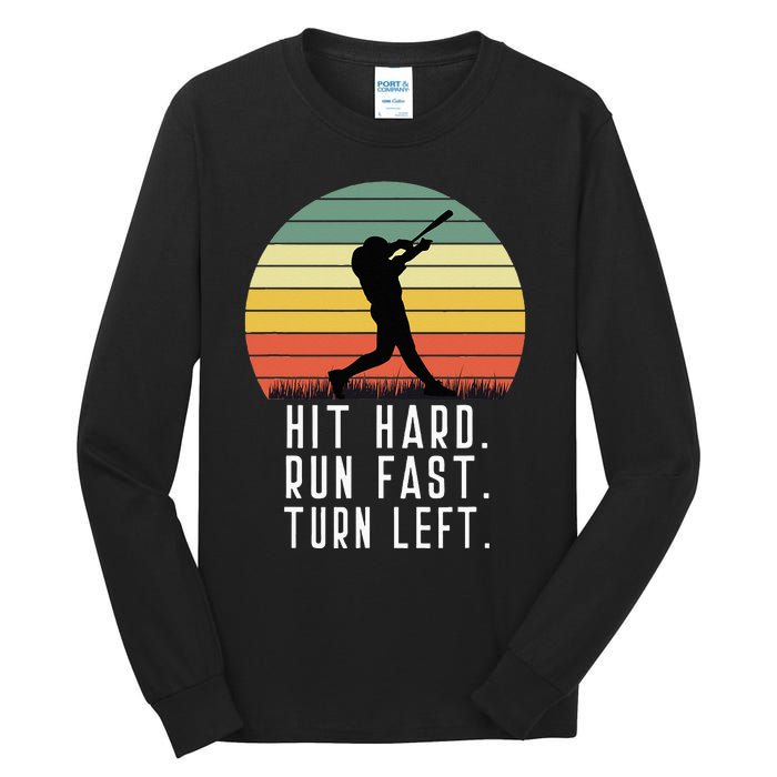 Baseball Batter Homerun Hit Hard Run Fast Turn Left Vintage Tall Long Sleeve T-Shirt