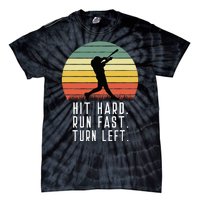 Baseball Batter Homerun Hit Hard Run Fast Turn Left Vintage Tie-Dye T-Shirt