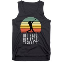 Baseball Batter Homerun Hit Hard Run Fast Turn Left Vintage Tank Top