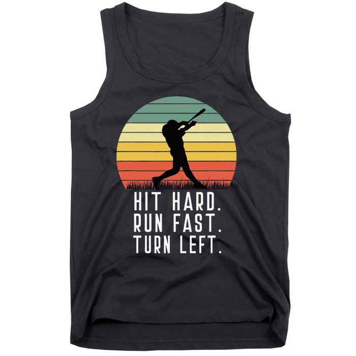 Baseball Batter Homerun Hit Hard Run Fast Turn Left Vintage Tank Top