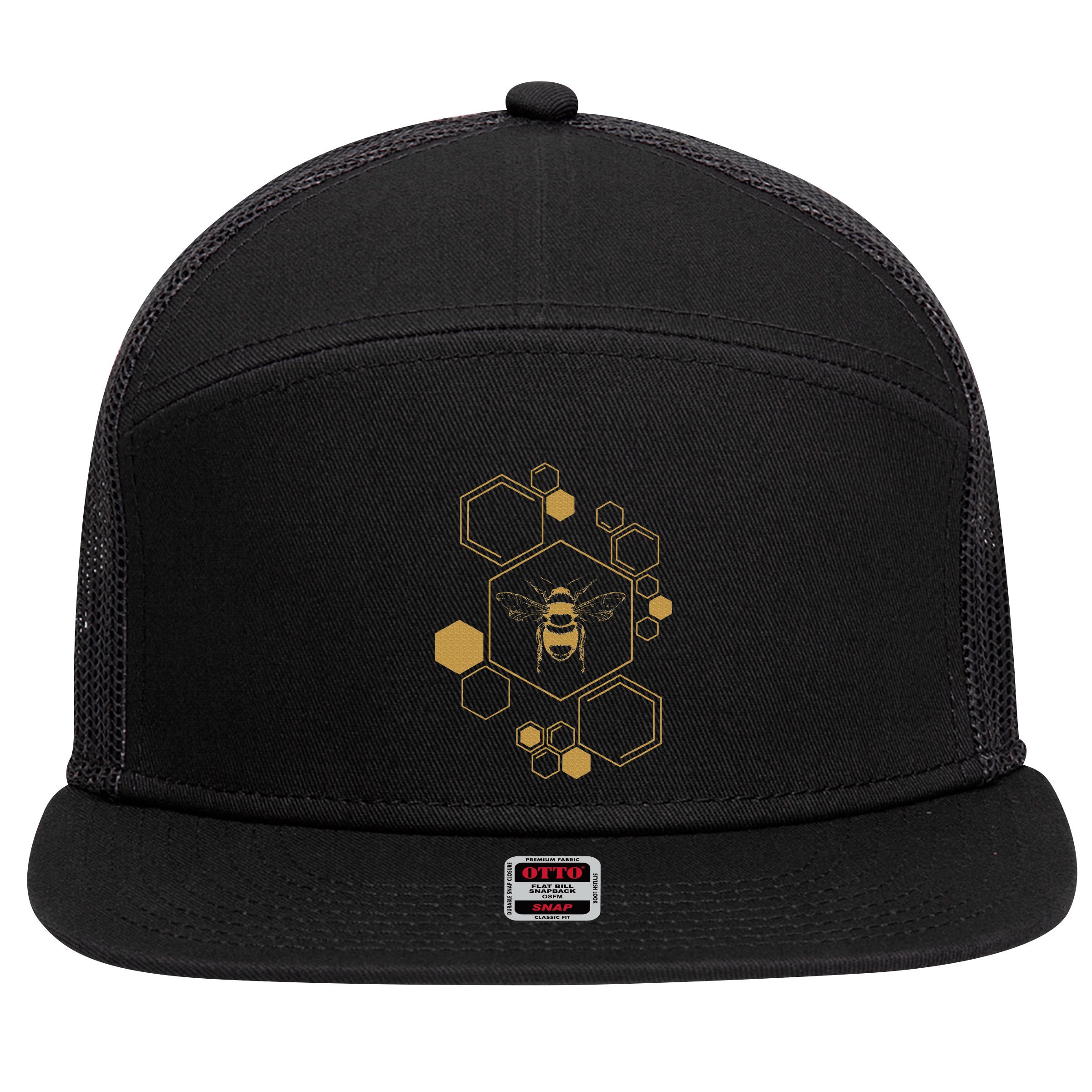 Bee Beekeeping Honeycomb Honey Beekeeper Bee 7 Panel Mesh Trucker Snapback Hat