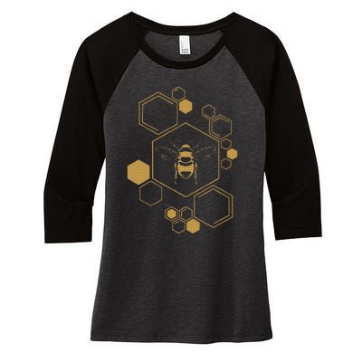 Bee Beekeeping Honeycomb Honey Beekeeper Bee Women's Tri-Blend 3/4-Sleeve Raglan Shirt