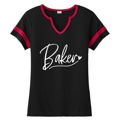 Baker Baking Heart Gift Ladies Halftime Notch Neck Tee