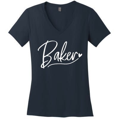 Baker Baking Heart Gift Women's V-Neck T-Shirt