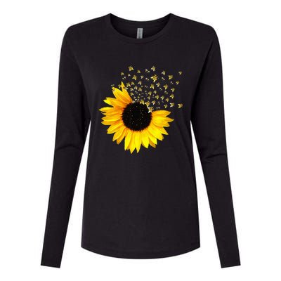 Bumble Bee. Honey Bees. Bee Lover. Sunflower. Yellow Flowers Womens Cotton Relaxed Long Sleeve T-Shirt