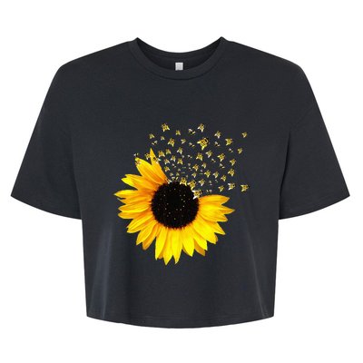 Bumble Bee. Honey Bees. Bee Lover. Sunflower. Yellow Flowers Bella+Canvas Jersey Crop Tee