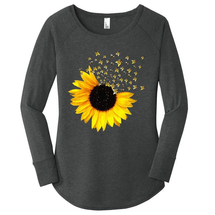 Bumble Bee. Honey Bees. Bee Lover. Sunflower. Yellow Flowers Women's Perfect Tri Tunic Long Sleeve Shirt