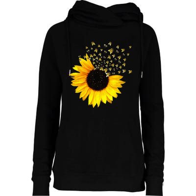 Bumble Bee. Honey Bees. Bee Lover. Sunflower. Yellow Flowers Womens Funnel Neck Pullover Hood