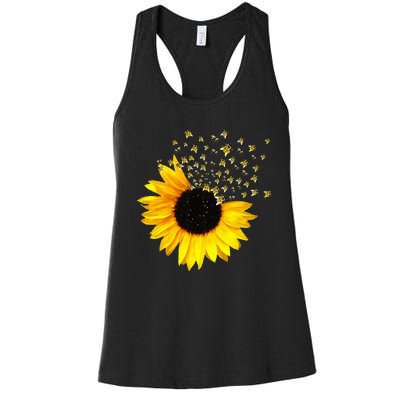 Bumble Bee. Honey Bees. Bee Lover. Sunflower. Yellow Flowers Women's Racerback Tank