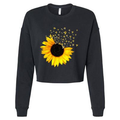 Bumble Bee. Honey Bees. Bee Lover. Sunflower. Yellow Flowers Cropped Pullover Crew