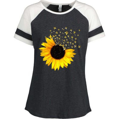 Bumble Bee. Honey Bees. Bee Lover. Sunflower. Yellow Flowers Enza Ladies Jersey Colorblock Tee