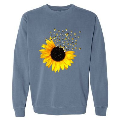 Bumble Bee. Honey Bees. Bee Lover. Sunflower. Yellow Flowers Garment-Dyed Sweatshirt