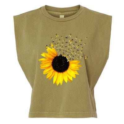 Bumble Bee. Honey Bees. Bee Lover. Sunflower. Yellow Flowers Garment-Dyed Women's Muscle Tee