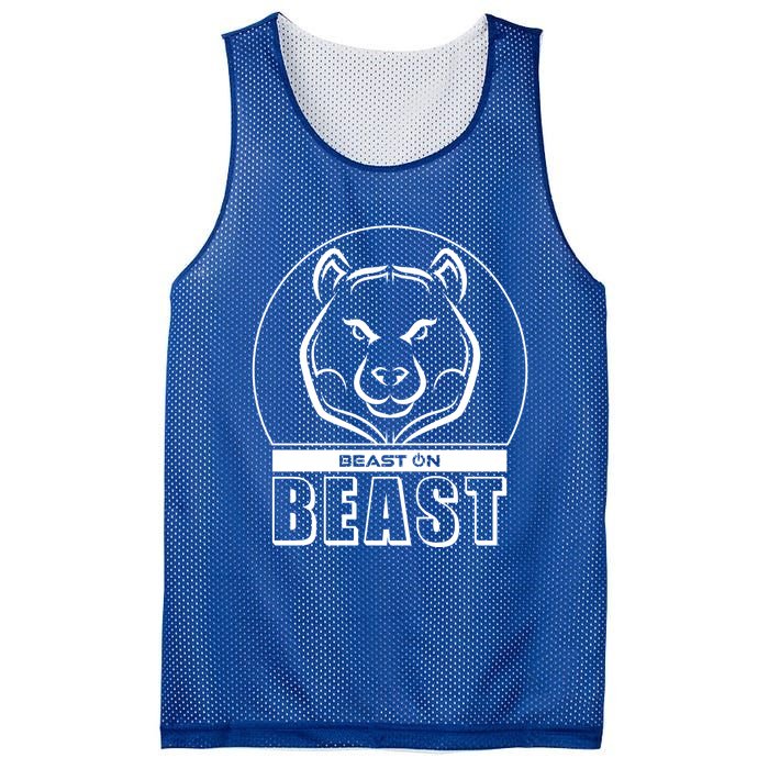 Beast Bear Head Gym Fitness Training Workout Bodybuilding Funny Gift Mesh Reversible Basketball Jersey Tank