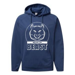 Beast Bear Head Gym Fitness Training Workout Bodybuilding Funny Gift Performance Fleece Hoodie