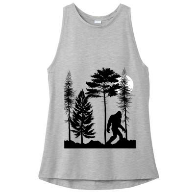 Bigfoot Bigfoot Hiding in Forest At Night Sasquatch  Ladies PosiCharge Tri-Blend Wicking Tank