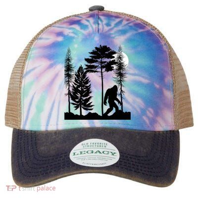 Bigfoot Bigfoot Hiding in Forest At Night Sasquatch  Legacy Tie Dye Trucker Hat