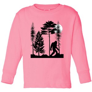 Bigfoot Bigfoot Hiding in Forest At Night Sasquatch  Toddler Long Sleeve Shirt