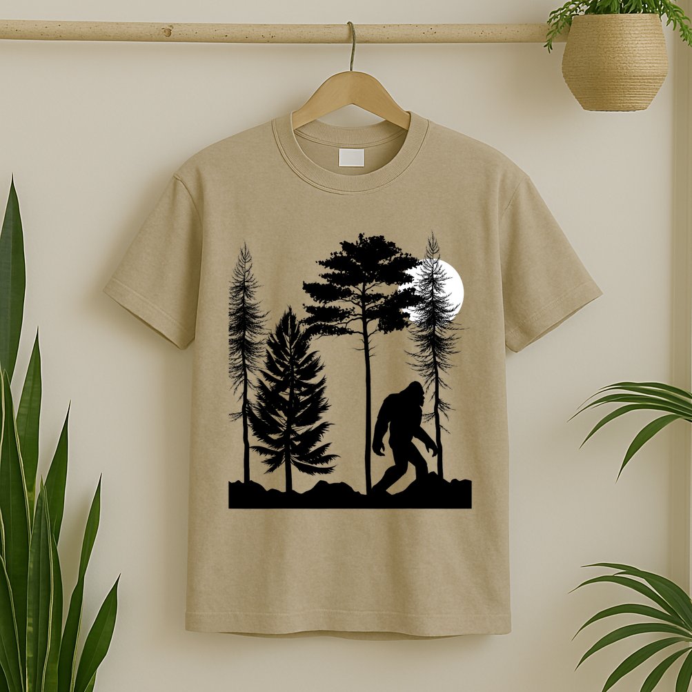Bigfoot Bigfoot Hiding in Forest At Night Sasquatch  T-Shirt