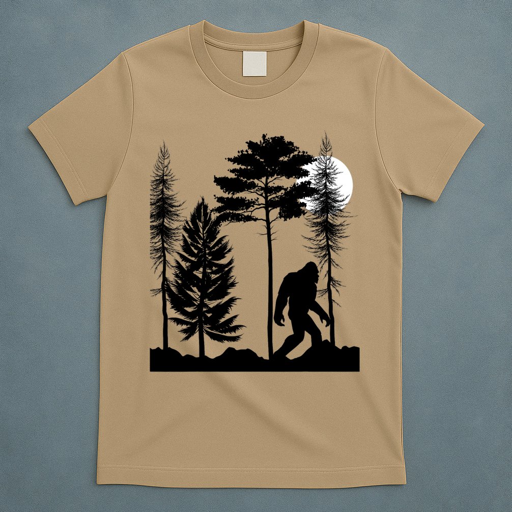 Bigfoot Bigfoot Hiding in Forest At Night Sasquatch  T-Shirt