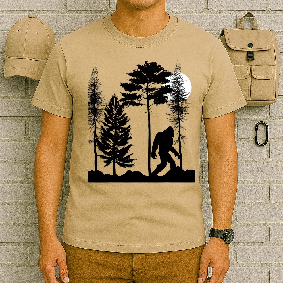 Bigfoot Bigfoot Hiding in Forest At Night Sasquatch  T-Shirt