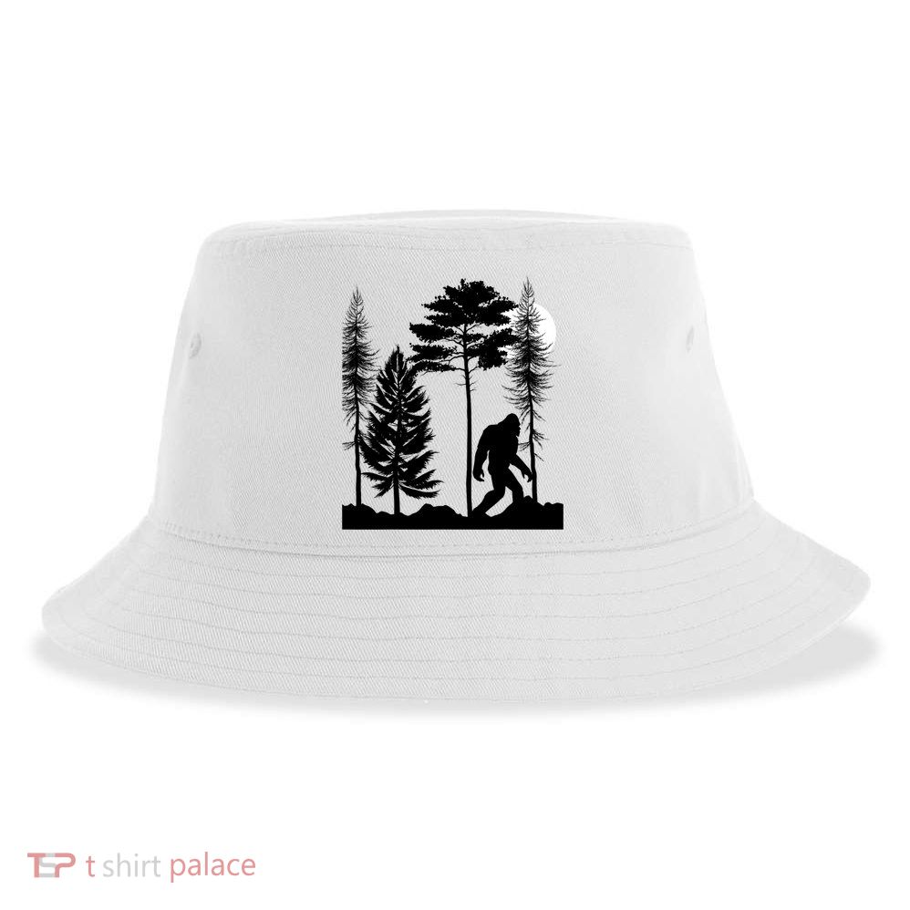 Bigfoot Bigfoot Hiding in Forest At Night Sasquatch  Sustainable Bucket Hat