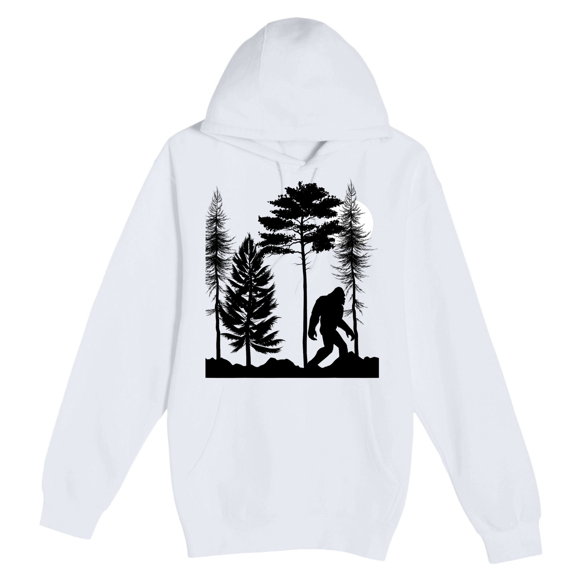 Bigfoot Bigfoot Hiding in Forest At Night Sasquatch  Premium Pullover Hoodie