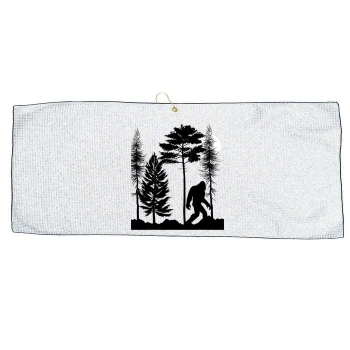 Bigfoot Bigfoot Hiding in Forest At Night Sasquatch  Large Microfiber Waffle Golf Towel