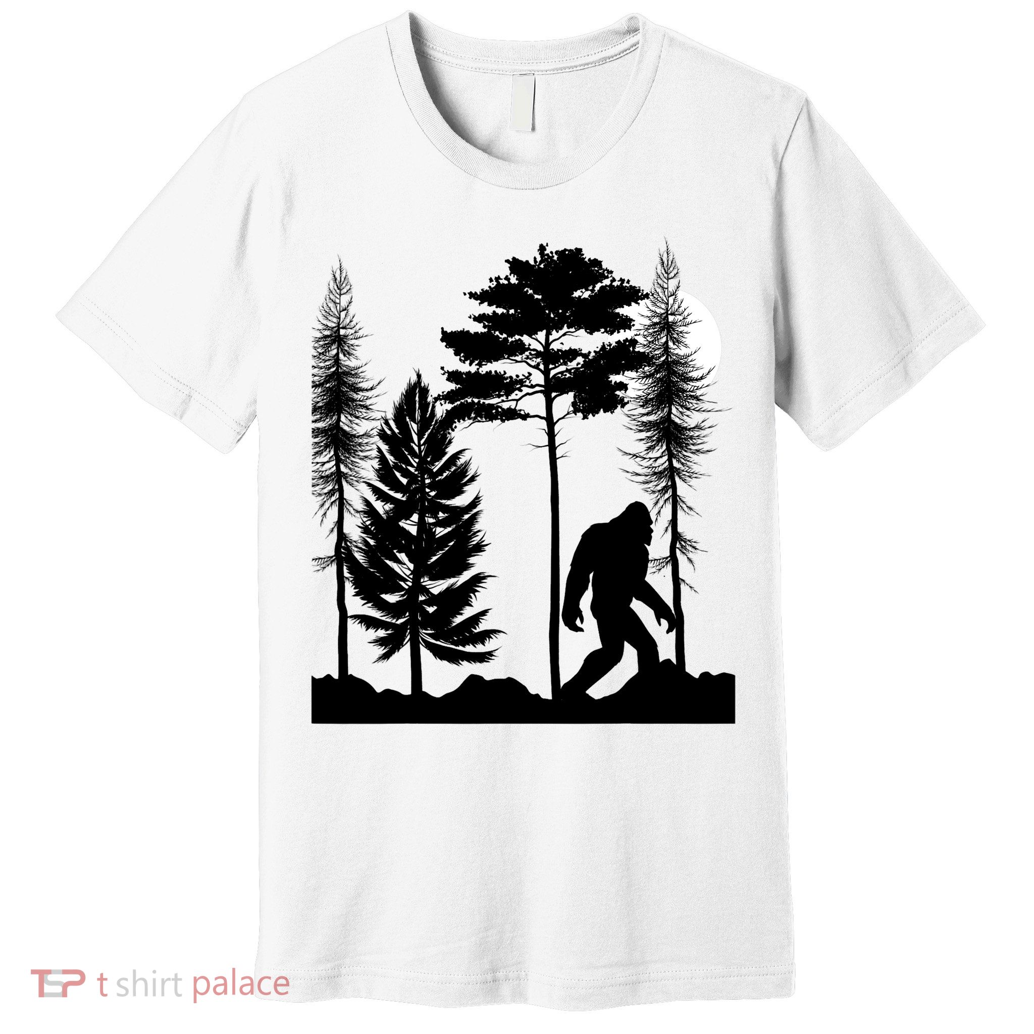 Bigfoot Bigfoot Hiding in Forest At Night Sasquatch  Premium T-Shirt